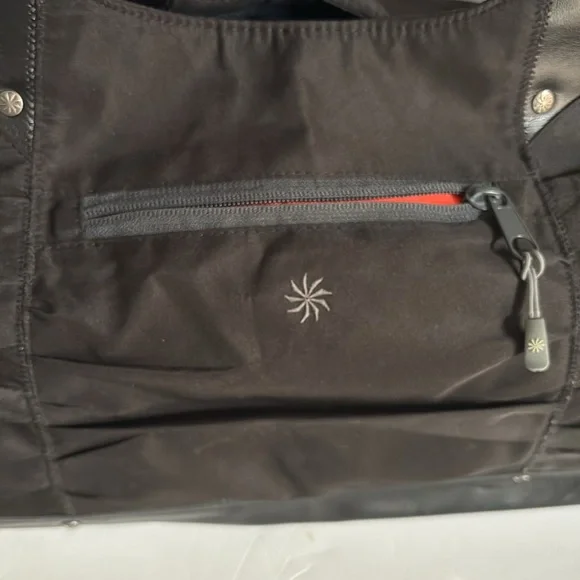 ATHLETA Black Yoga Gym Large Tote Bag Orange Interior - Picture 2 of 14